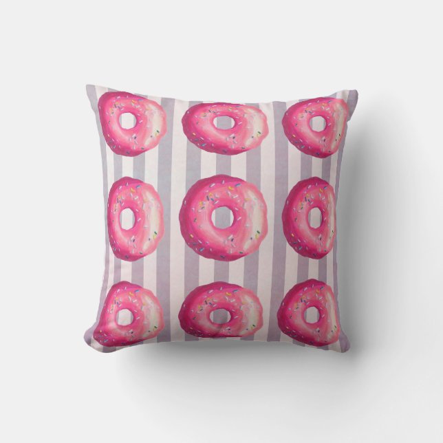 Donut met roze vorst en springen kussen (Voorkant)