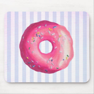 Donut met roze vorst en springen muismat