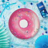 Donut met roze vorst en springen papieren bordje (Feest)