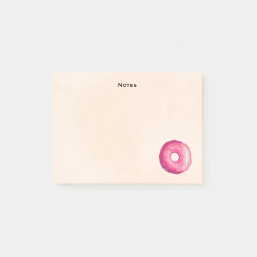 Donut met roze vorst en springen post-it® notes (Voorkant)