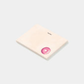 Donut met roze vorst en springen post-it® notes (Schuin)