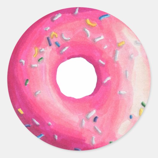 Donut met roze vorst en springen ronde sticker (Voorkant)