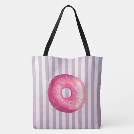 Donut met roze vorst en springen tote bag (Achterkant)