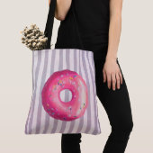 Donut met roze vorst en springen tote bag (Dichtbij)