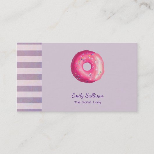 Donut met roze vorst en springen visitekaartje (Voorkant)