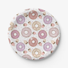 Donut met Spikkels Kleurrijke Verjaardag  Papieren Bordje