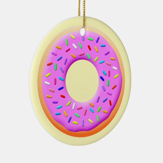 Donut met sprinttekening keramisch ornament (Rechts)