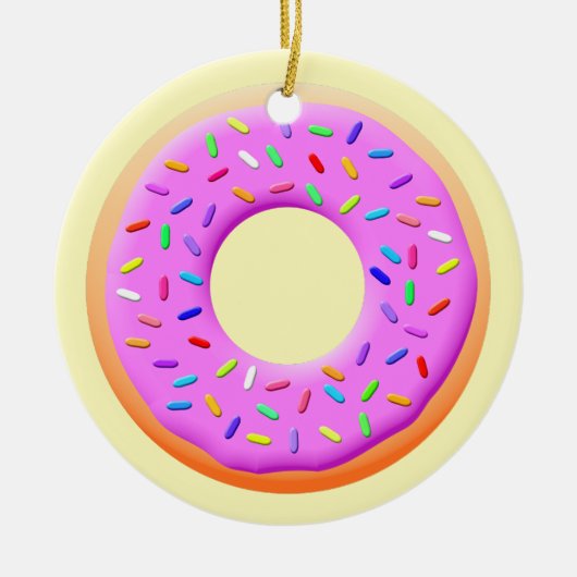 Donut met sprinttekening keramisch ornament (Voorkant)