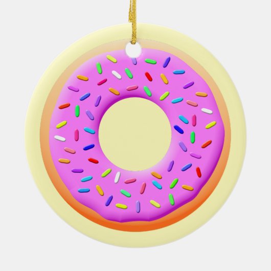Donut met sprinttekening keramisch ornament (Achterkant)