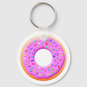 Donut met sprinttekening sleutelhanger