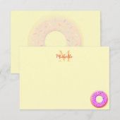 Donut Met Strooisel Tekening Monogram Notitiekaartje (Voorkant / Achterkant)