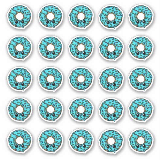 Donut met Turquoise Frosting en Sprinkles Sticker (Voorkant)