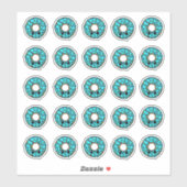 Donut met Turquoise Frosting en Sprinkles Sticker (Vel)