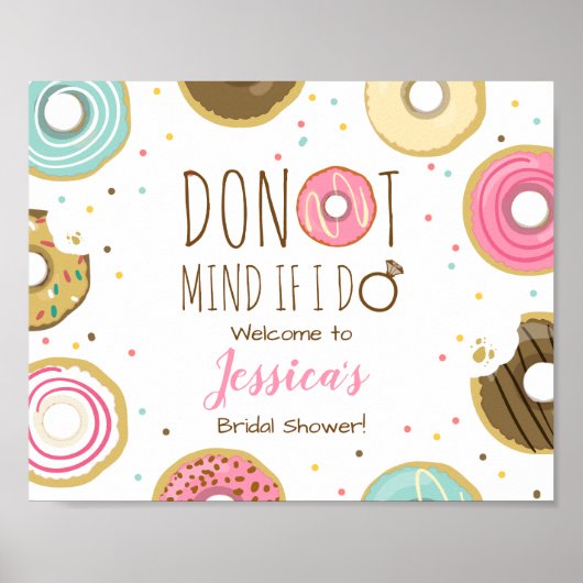 Donut Mind If I Do Welkom Bord Bruiloft Feest Poster (Voorkant)