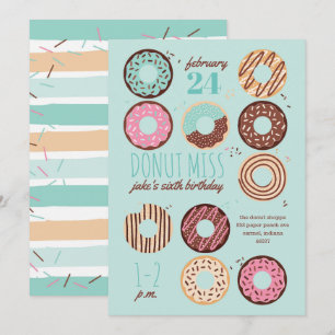 Donut Miss Boy's Donut Verjaardagsfeestje Uitnodig Kaart