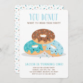 Donut Miss Deze Fun Birthday partijuitnodiging Bla Kaart (Voorkant / Achterkant)
