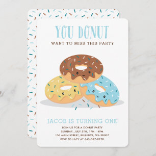 Donut Miss Deze Fun Birthday partijuitnodiging Mis Kaart