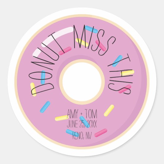 Donut Miss Dit | Weddenschap Ronde Sticker (Voorkant)