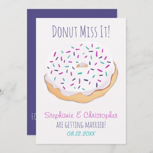 Donut Miss It Wedding Save The Date (Voorkant / Achterkant)