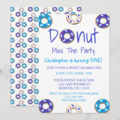 Donut Miss The Party 1st Birthday Kaart (Voorkant / Achterkant)