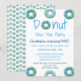 Donut Miss The Party 1st Birthday Kaart
