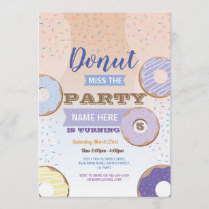 Donut Miss The Party of Birthday Doughnut Blue Cak Kaart