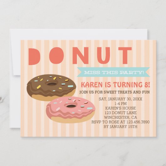 Donut missen dit feest - Donuts Party Invitation Kaart (Voorkant)