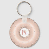 Donut monogram roos goud glitter script girly sleutelhanger (Achterkant)