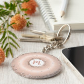 Donut monogram roos goud glitter script girly sleutelhanger (Zijkant)
