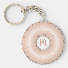 Donut monogram roos goud glitter script girly sleutelhanger