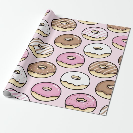 Donut naadloos patroon cadeaupapier (Uitgerold)