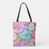 Donut over gegooide print, waterverf tote bag (Achterkant)