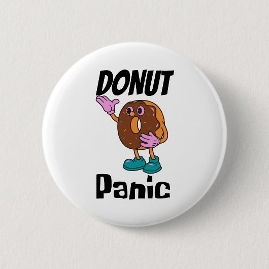 Donut Panic Funny Ronde Button 5,7 Cm (Voorkant)