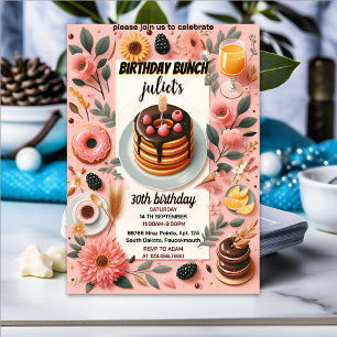 Donut pannenkoek volwassen roze Brunch 30e verjaar Kaart