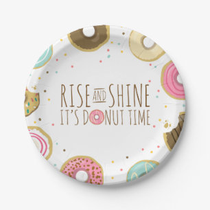 Donut Paper Borden Roze Birthday douche Doughnut Papieren Bordje