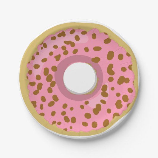 Donut papier Borden roze Stippen donut meisje part Papieren Bordje (Voorkant)