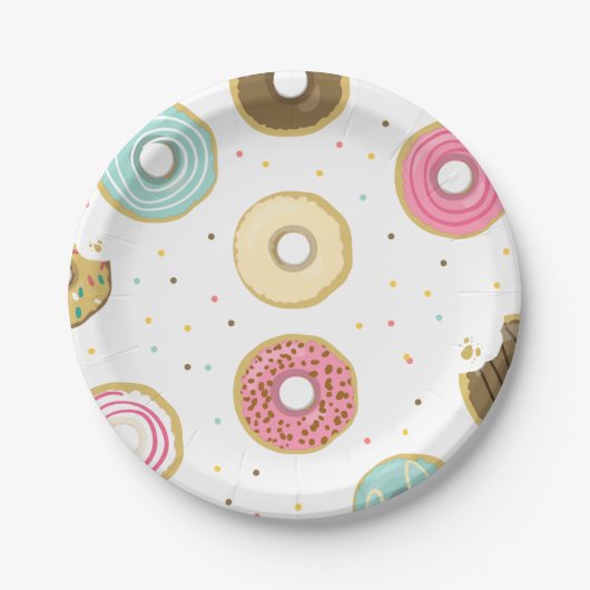 Donut Papier Borden Roze Verjaardagsdouche Doughnu Papieren Bordje (Voorkant)