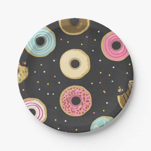 Donut Papier Borden Roze Verjaardagsdouche Doughnu Papieren Bordje (Voorkant)