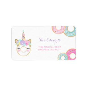 Donut Party Adresetiketten Donut & Unicorn Etiket