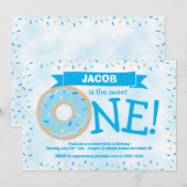 Donut Party Boy First Birthday Kaart (Voorkant / Achterkant)