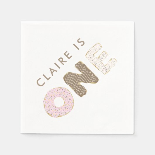Donut Party Eerste Verjaardag Party Decor Servet (Voorkant)