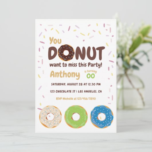 Donut Party fotouitnodiging Kaart (Staand voorkant)