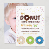 Donut Party fotouitnodiging Kaart (Voorkant / Achterkant)
