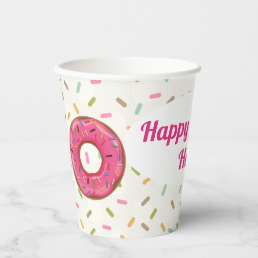 Donut Party gepersonaliseerd Papieren Bekers (Voorkant)