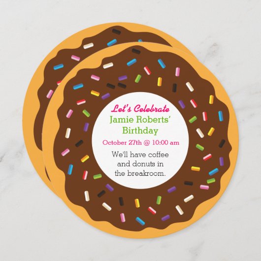 Donut Party Kaart (Voorkant / Achterkant)