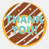 Donut Party Kinderen Verjaardag Dank u Ronde Sticker (Voorkant)