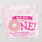 Donut Party Rainbow Sprinkles Girl Eerste verjaard Kaart (Voorkant / Achterkant)