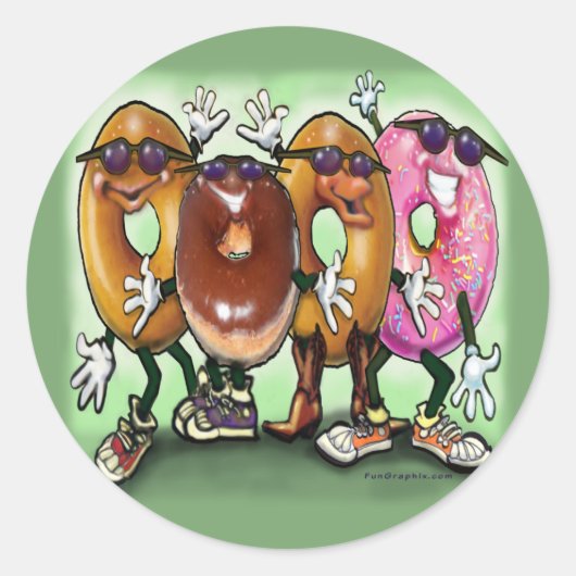 Donut Party Ronde Sticker (Voorkant)