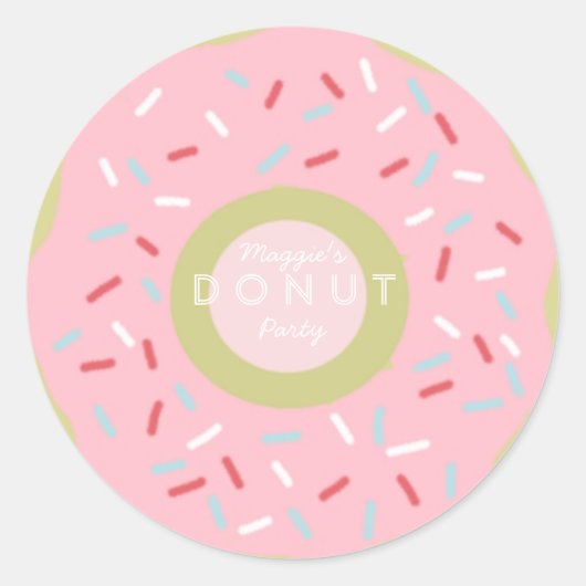 Donut Party Uitnodiging Stickers (Voorkant)