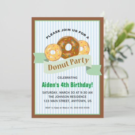 Donut Party voor de verjaardag van het kind Kaart (Staand voorkant)